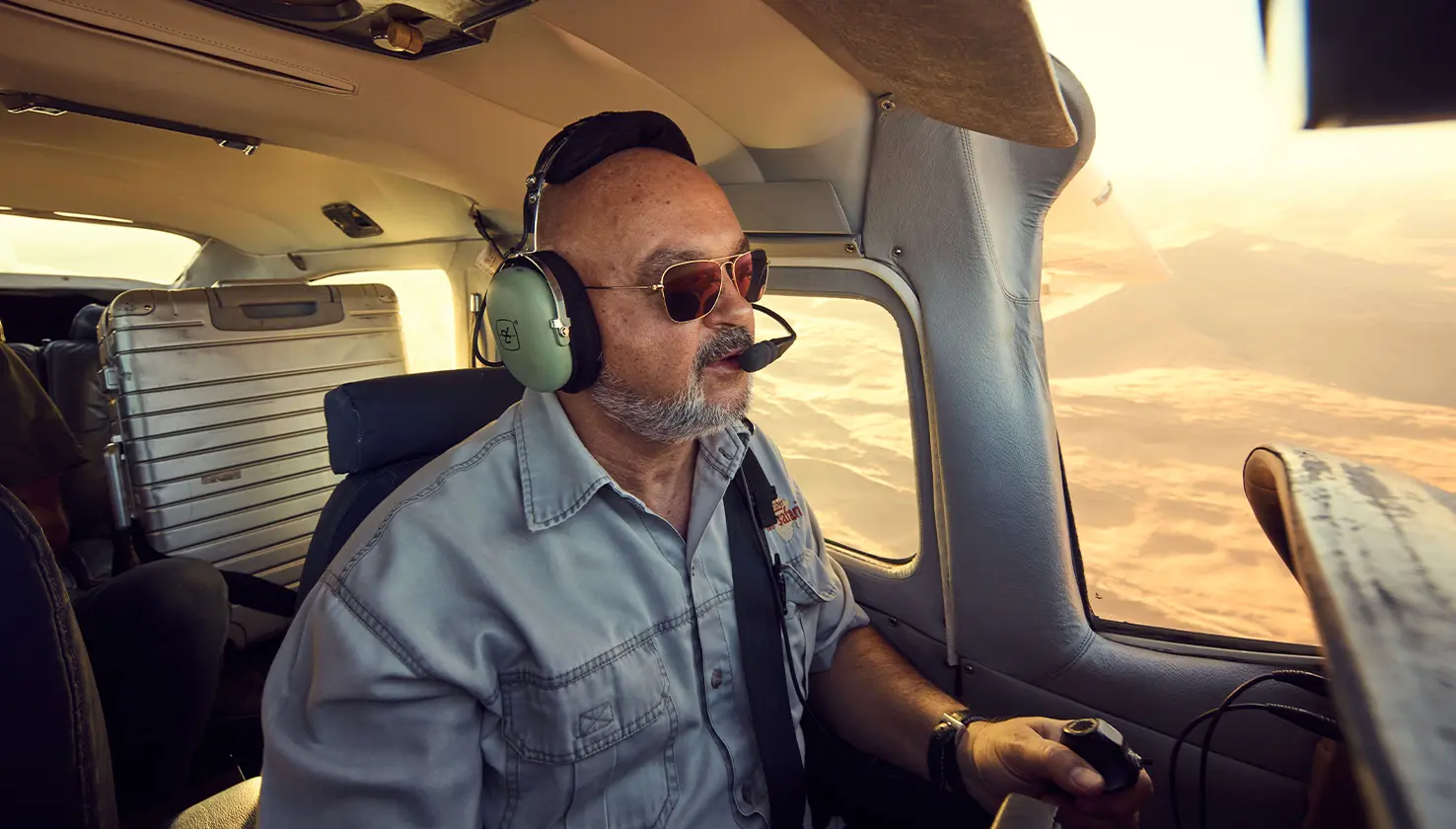 Pilot and trolley in Cessna