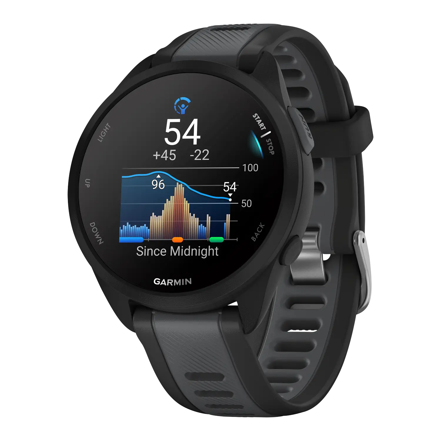 Garmin Forerunner® 165 Music GPS Running Watch, Black / Slate Grey