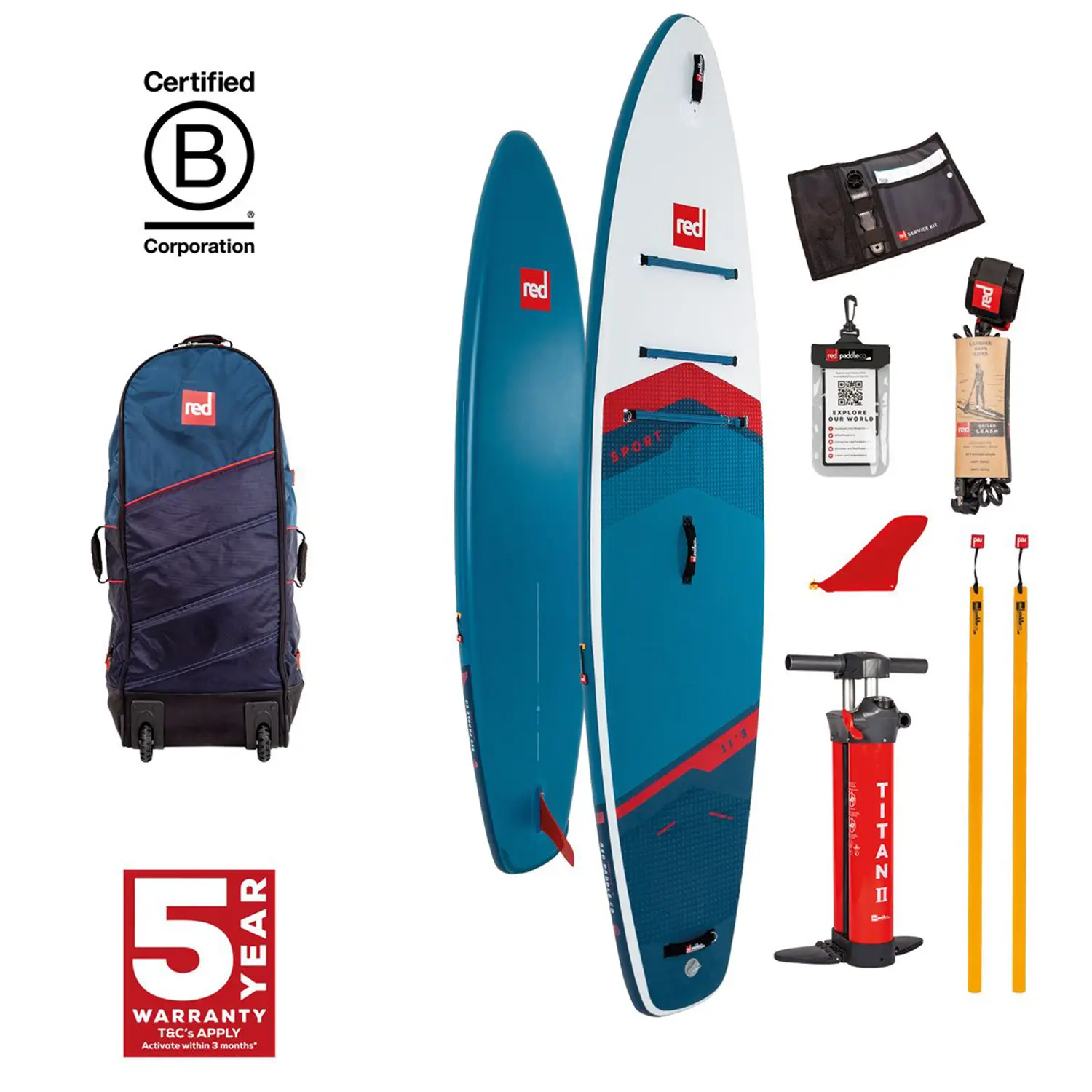 Red Paddle Co SPORT+ 11'3″ MSL® Adventure-Serie SUP Board, Sport