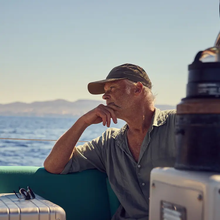 Man sitting on deck