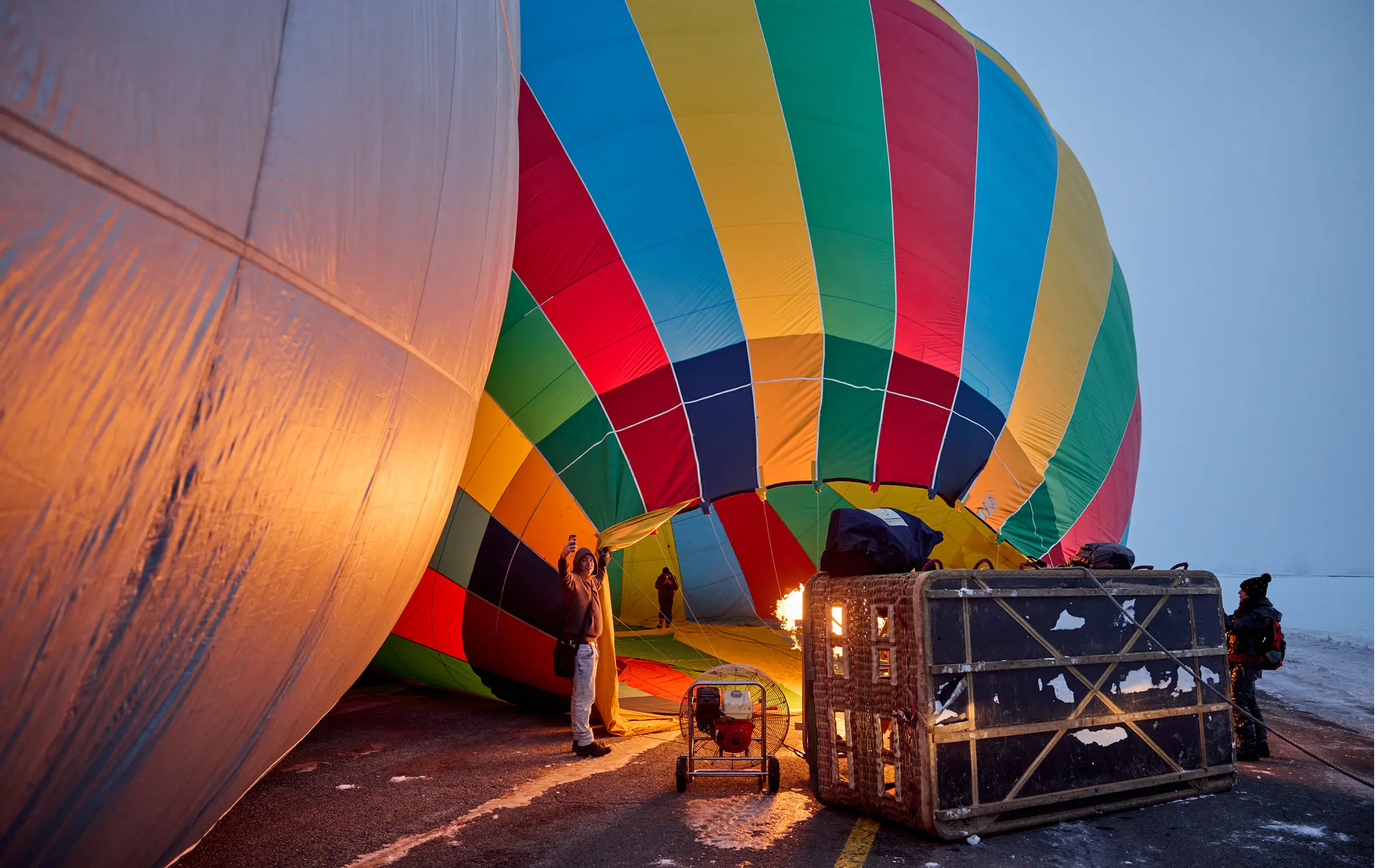 Hot air balloon is being filled