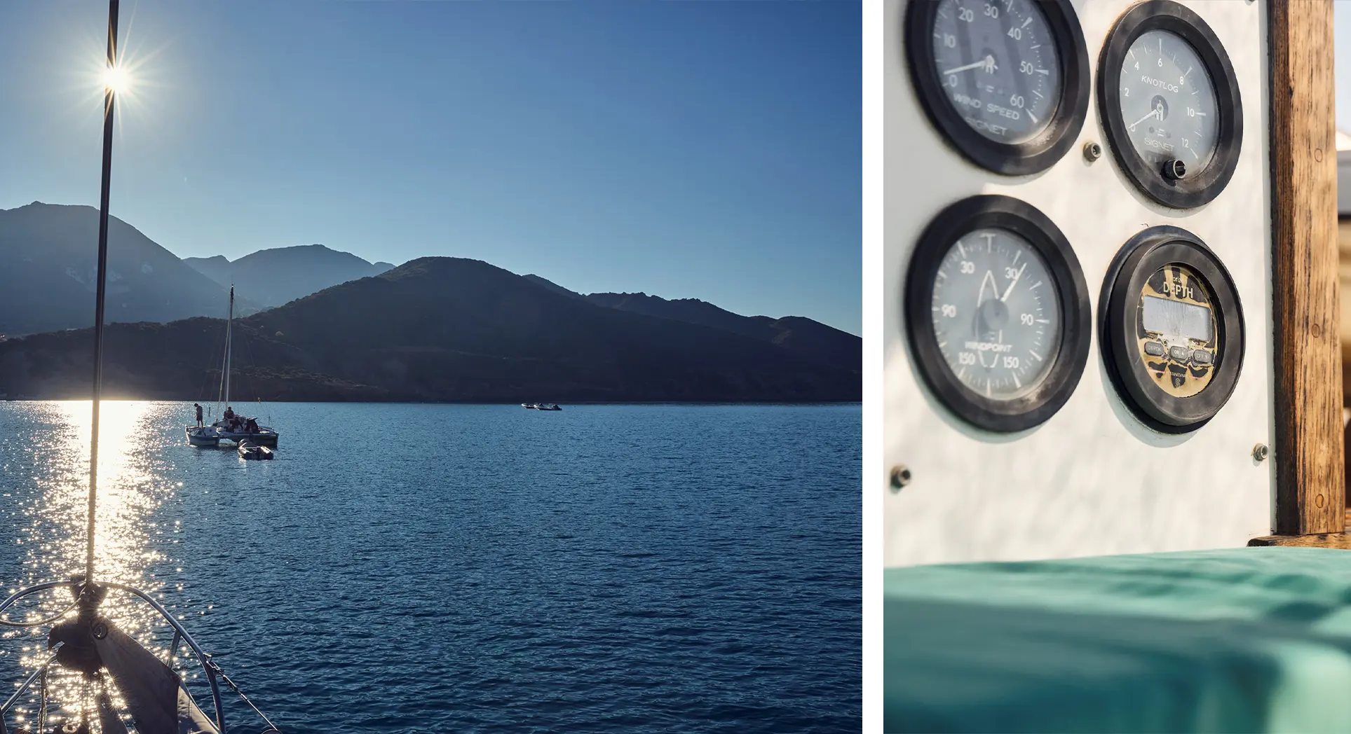 Sun reflections in the sea and measuring instruments