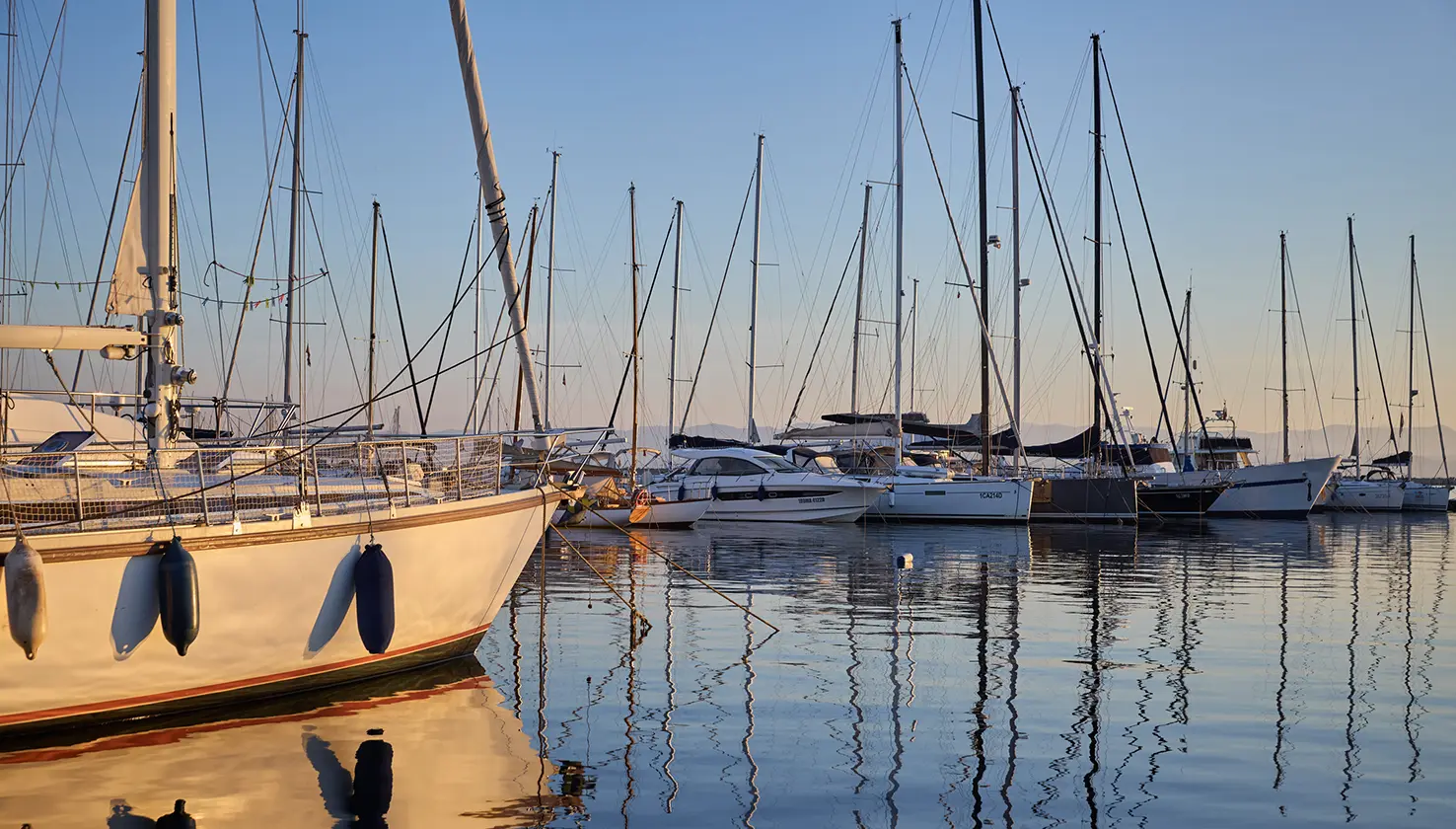 Sailboats in harbour