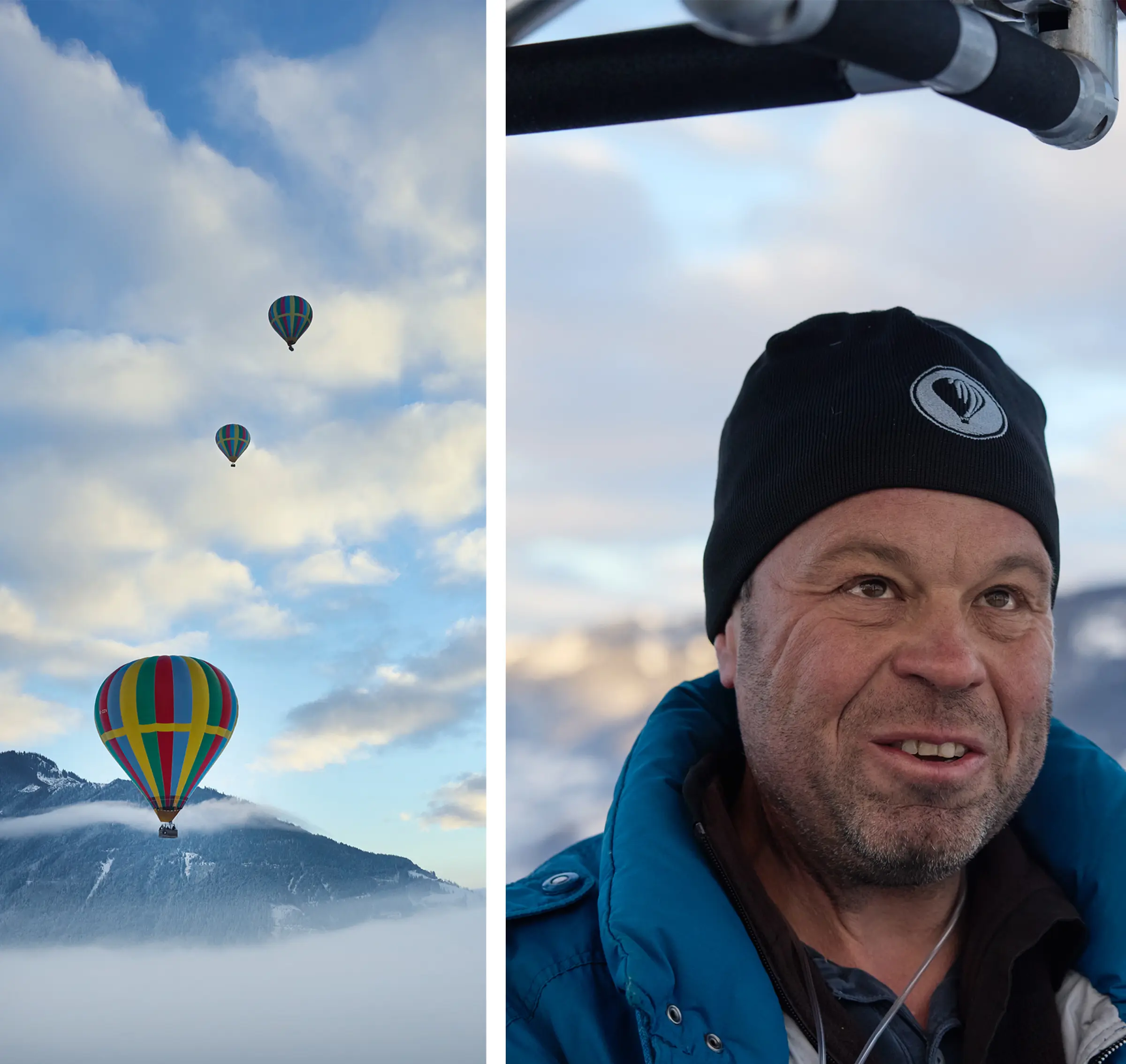 Balloons floating over the Alps