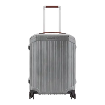 Piquadro Trolley da cabina S ultra slim, grigio argento/cognac