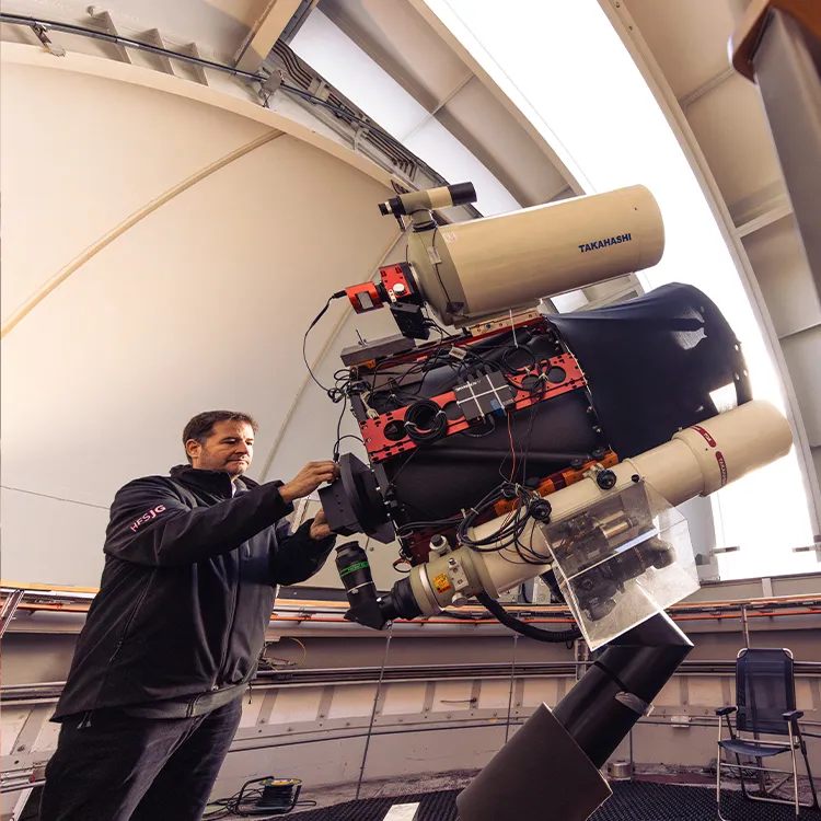Telescope in the observatory