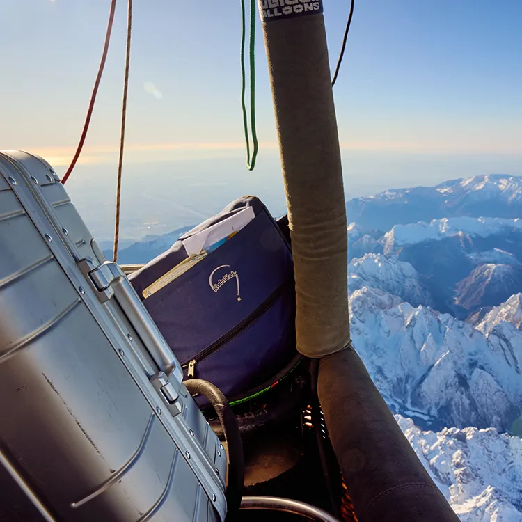 Suitcase in a hot air balloon