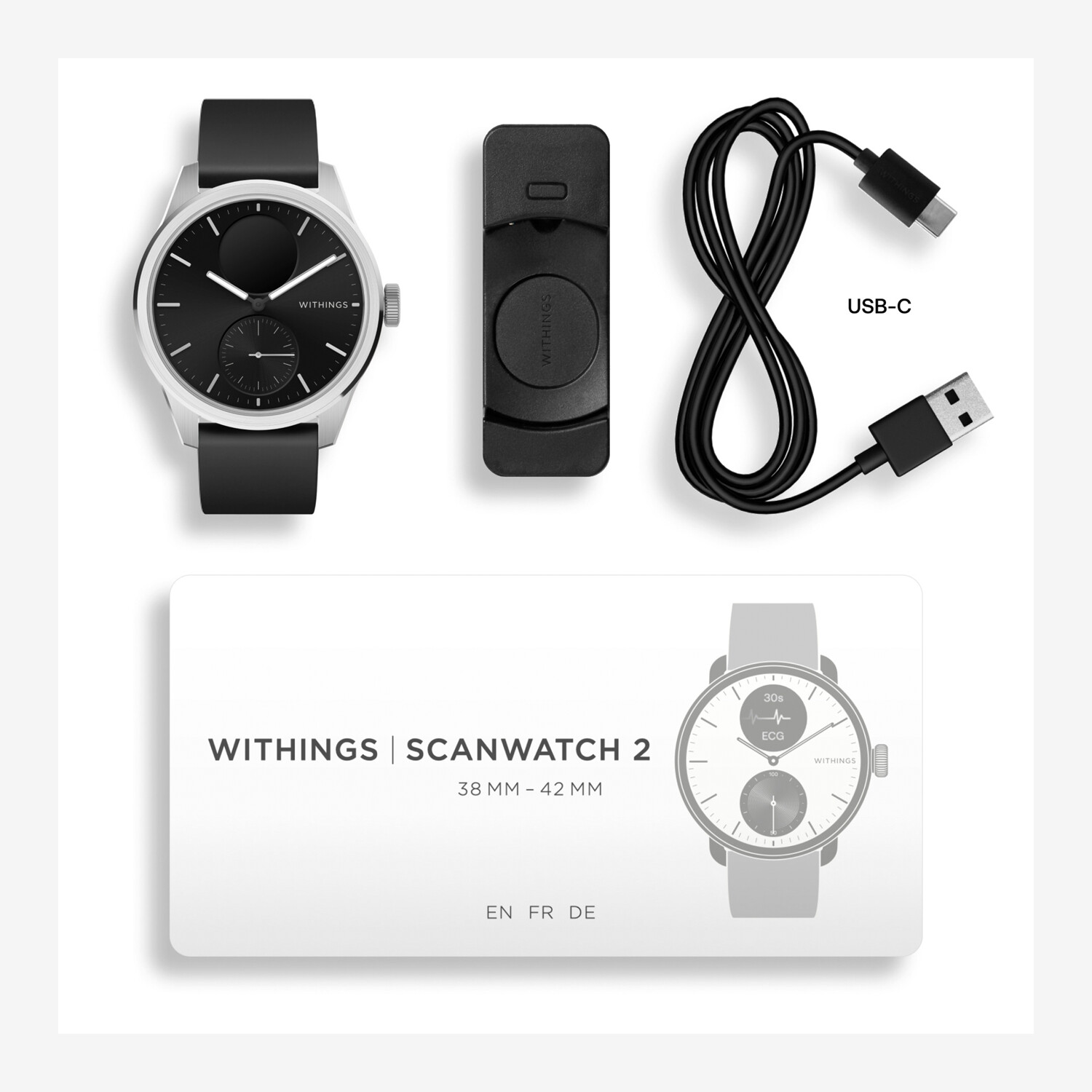 Withings ScanWatch 2 Hybrid Smartwatch 42 mm Schwarz Worldshop