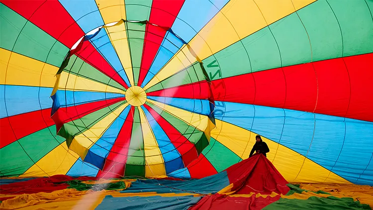 Hot air balloon is being filled