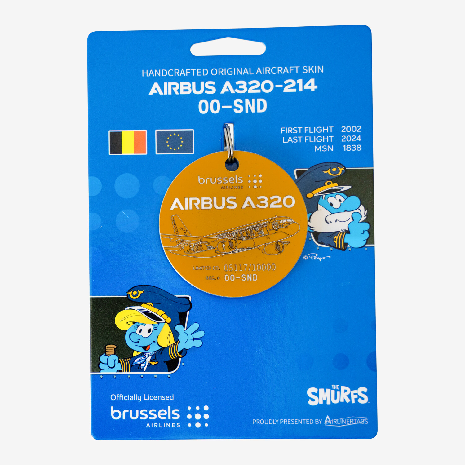 Brussels Airlines Airbus A320 00-SND Aerosmurf Airlinertag Key