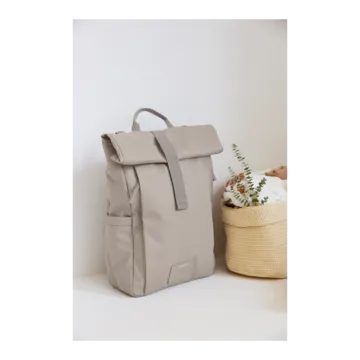 LÄSSIG Rolltop Up Baby Changing Backpack, Taupe