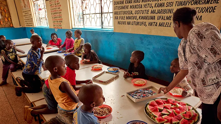 Children eating at the table