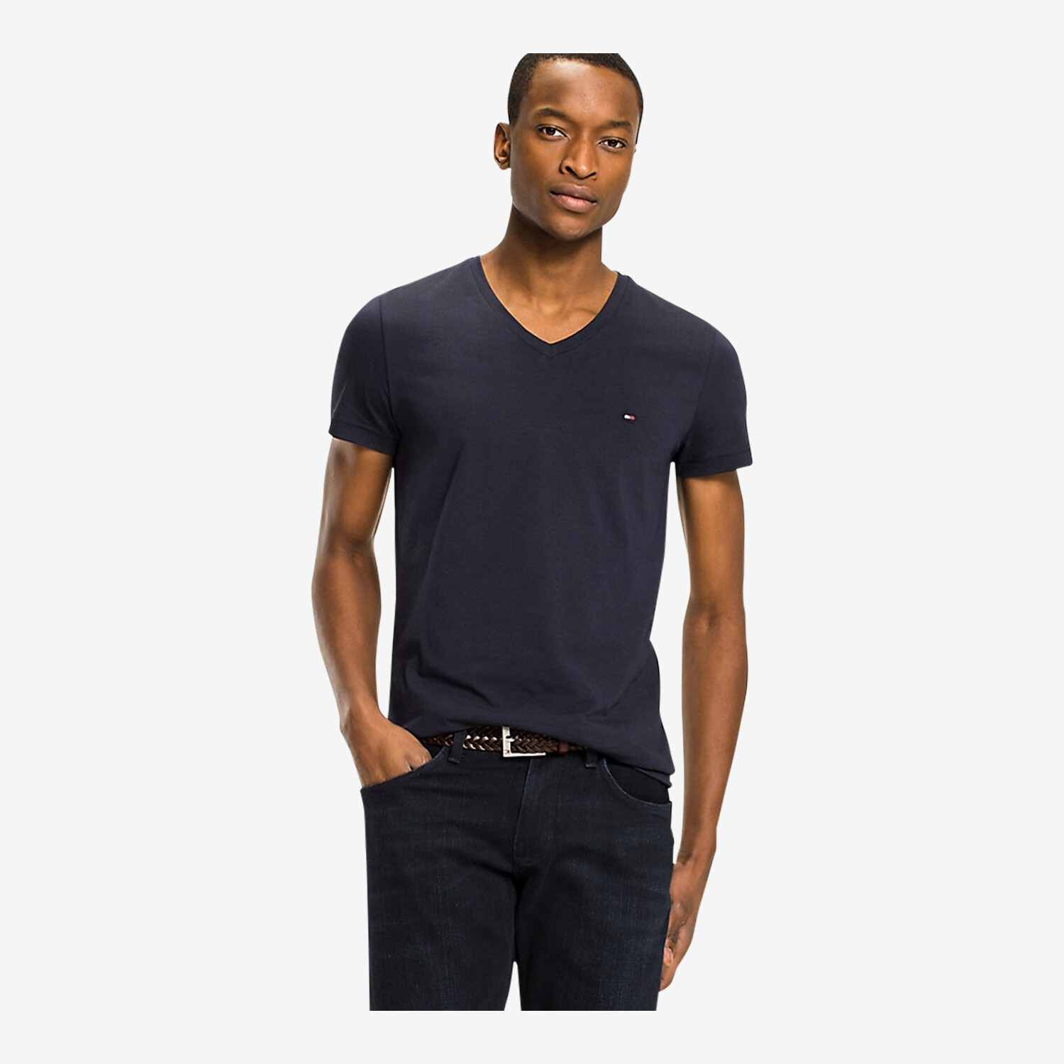 Senator pålægge etnisk Tommy Hilfiger Core Stretch Slim V-Neck T-Shirt for Men, short-sleeved,  Navy Blazer - Worldshop