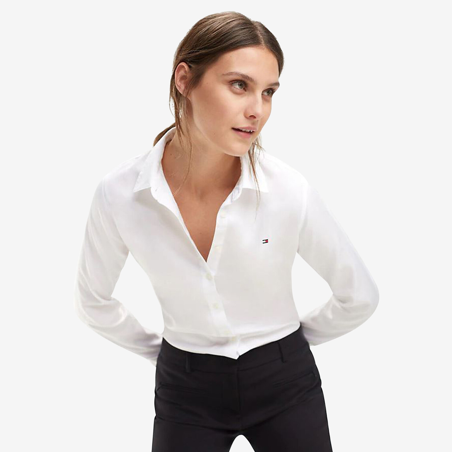 Tommy Hilfiger Heritage Regular Fit Shirt, Women’s Long Sleeve, Classic  White