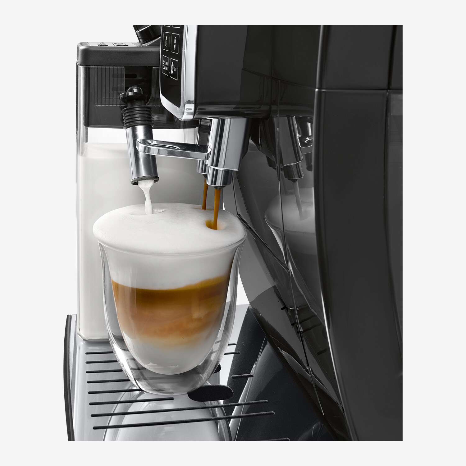 DeLonghi ECAM 356.57 B EX4 Dinamica Cafetera + depósito de leche negra con  función cafetera