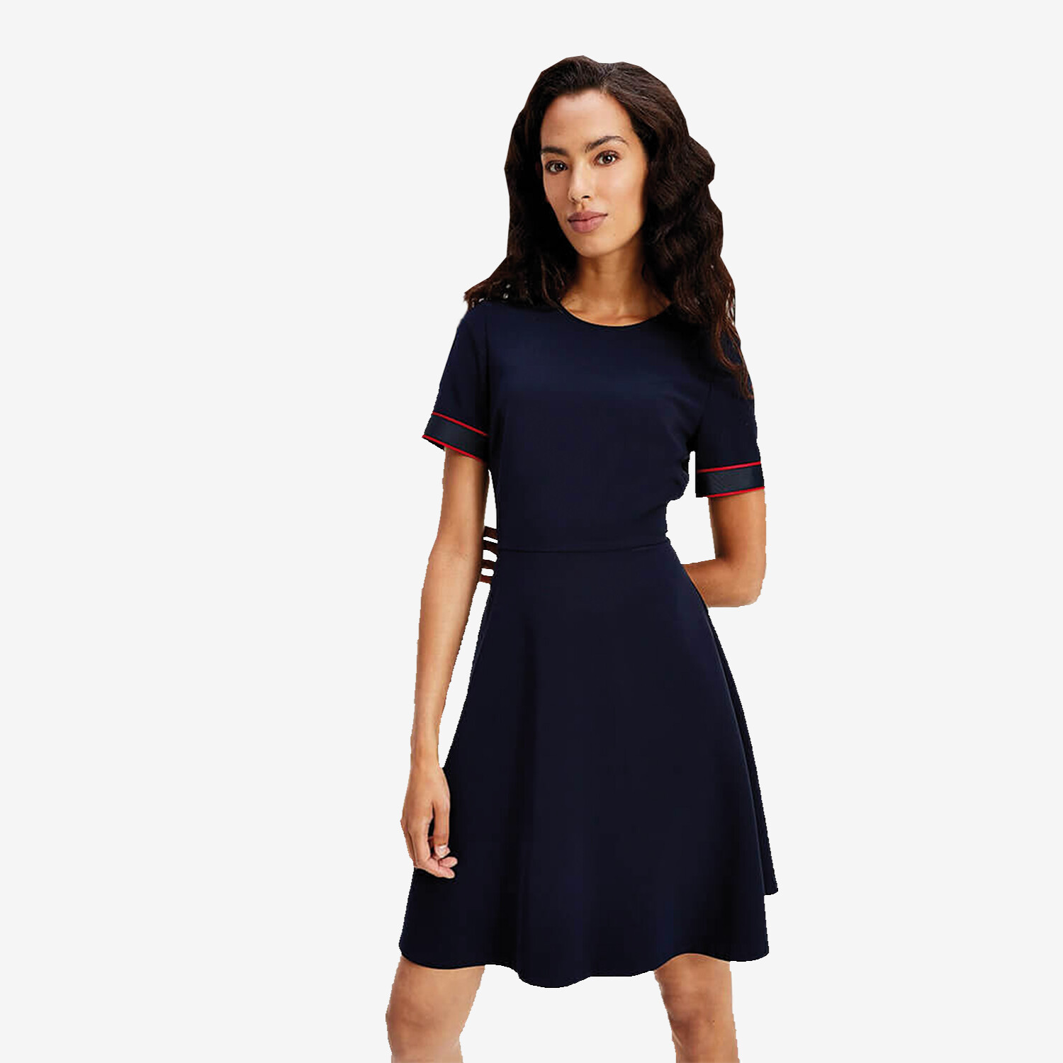 Tommy Hilfiger Fitu0026Flare Fluid Twill Dress, Women's, Desert Sky - Worldshop