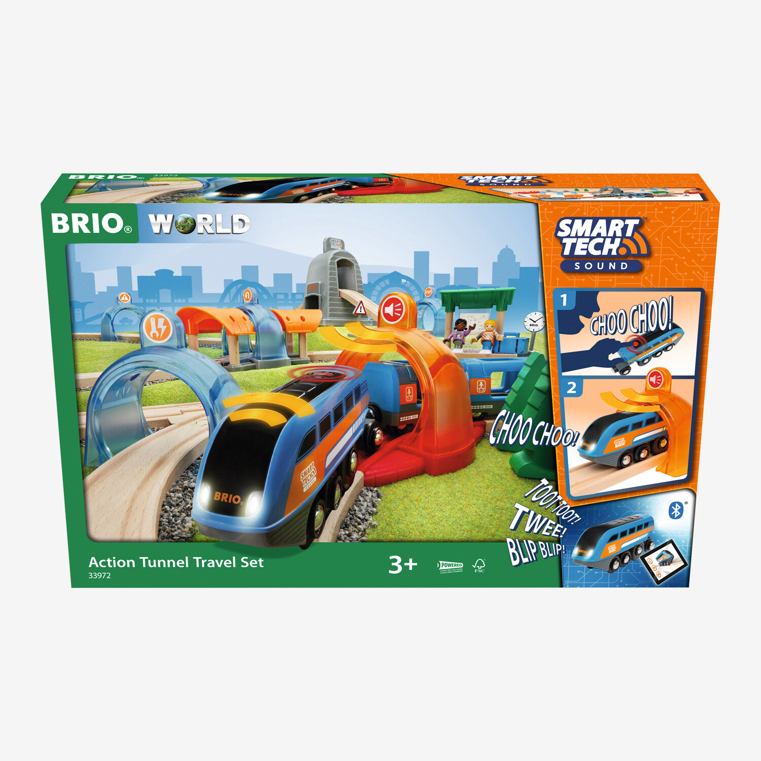 BRIO Smart Tech Sound Action Tunnel Reisezug EisenbahnSet