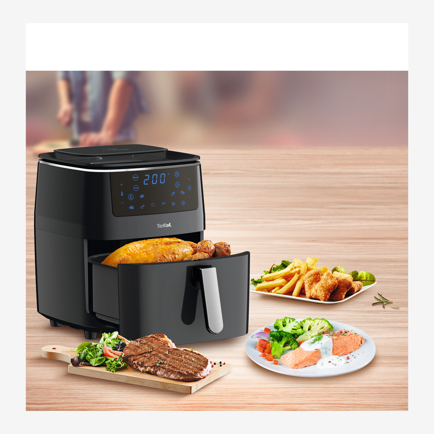 Tefal Easy Fry Grill & Steam Hot Air Fryer, Black