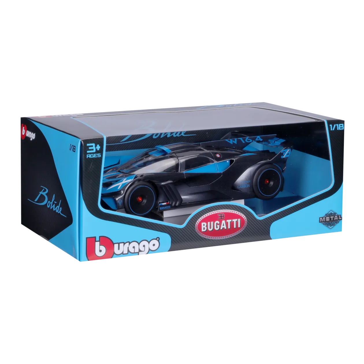 Bburago Bugatti Bolide Modellauto, 1:18, Blau/Schwarz - Worldshop