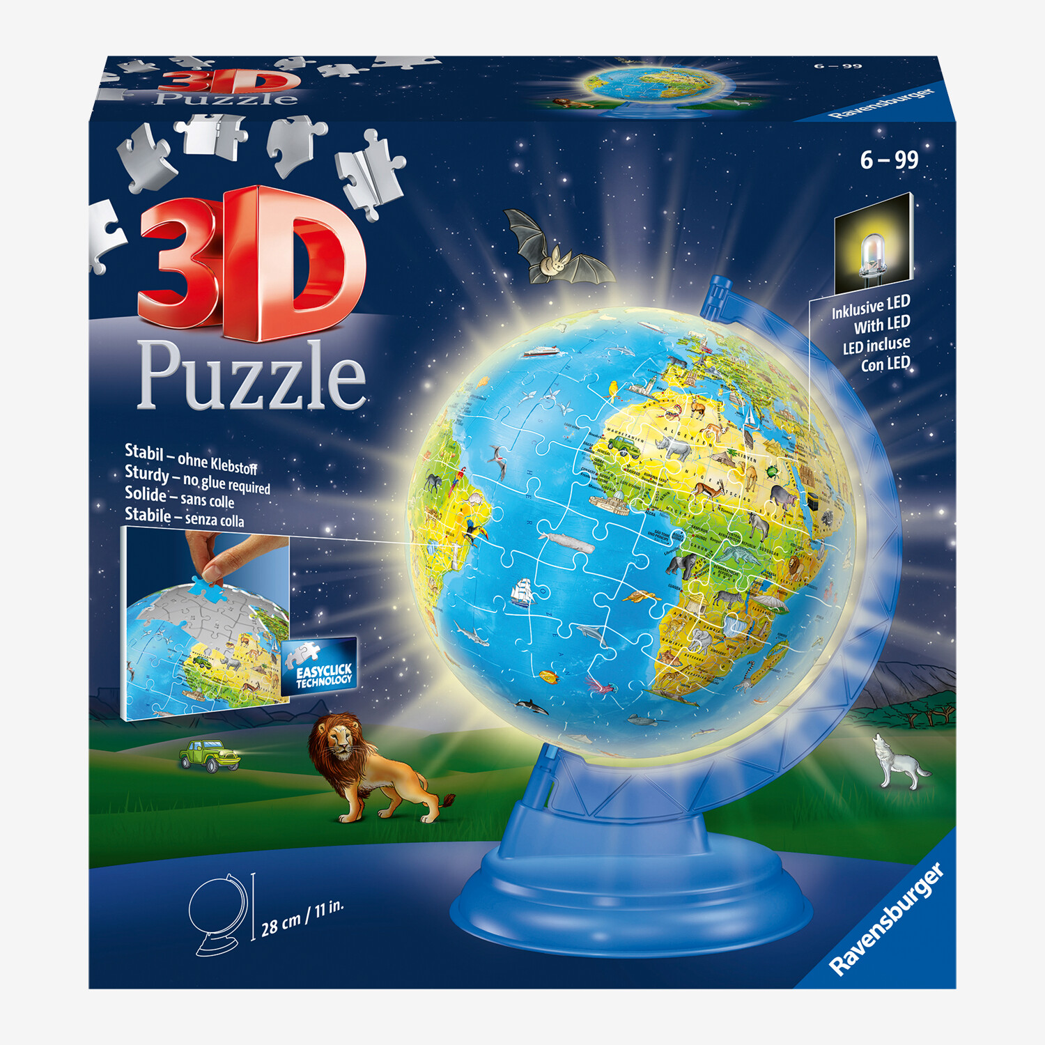Ravensburger Children's Globe with Light 3D Puzzle Set Lufthansa