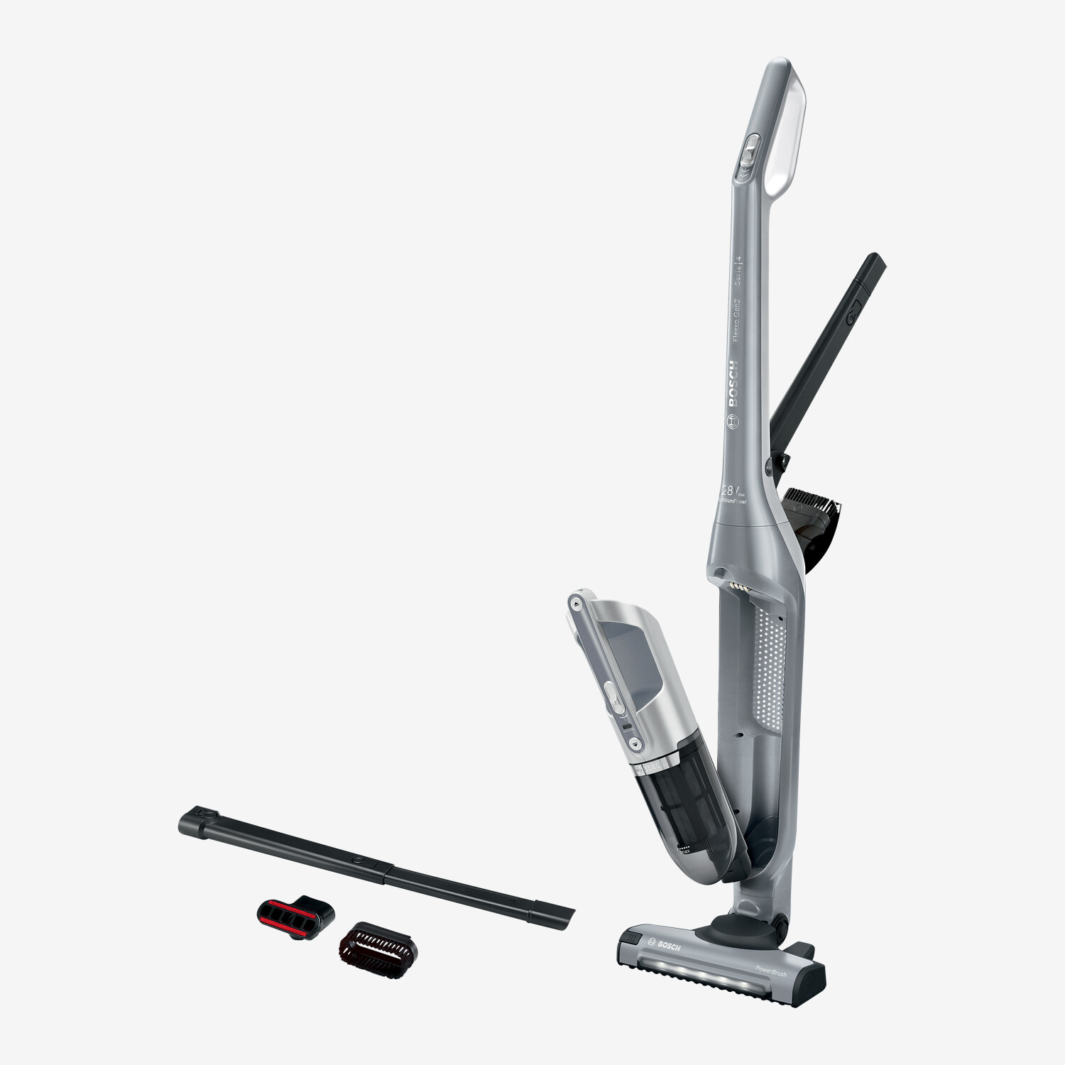 Bosch Series 4 Flexxo Gen2 Cordless Handstick Vacuum Cleaner, Silver
