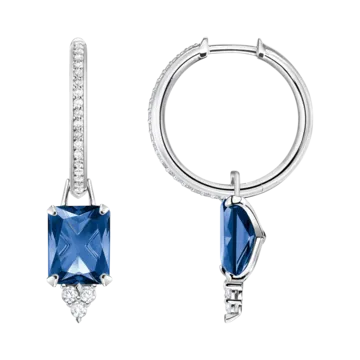 THOMAS SABO Hoop Earrings with Blue Stone, Silver-coloured