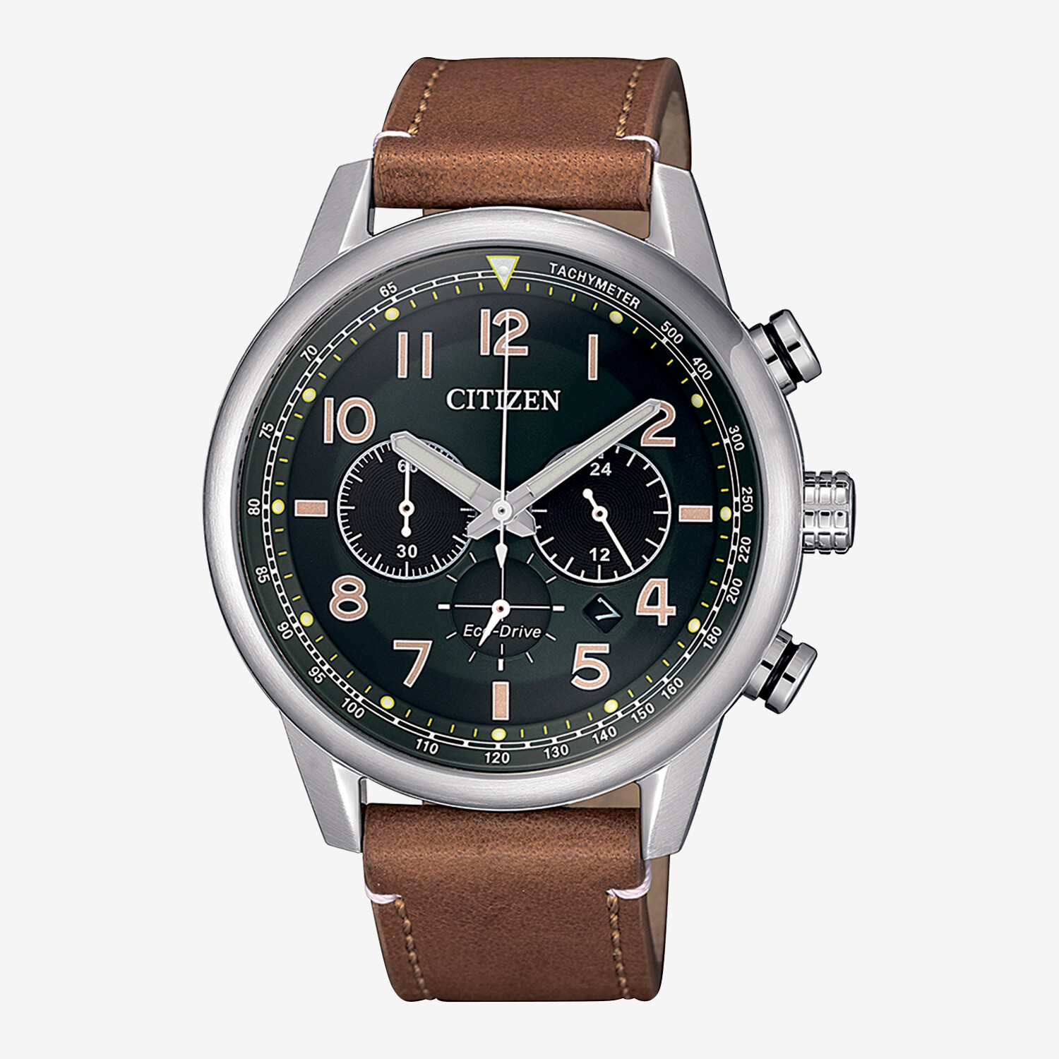 Citizen EcoDrive Chronograph Montre solaire, argenté/noir