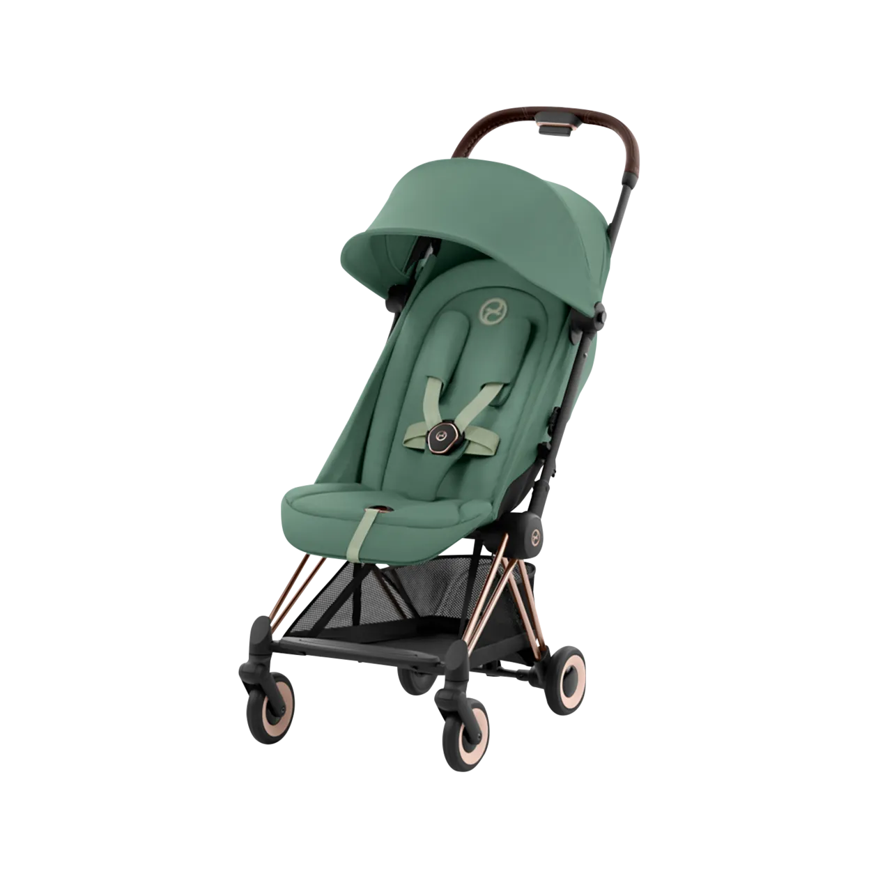 CYBEX Coya Rosegold Buggy, Leaf Green / Dark Green