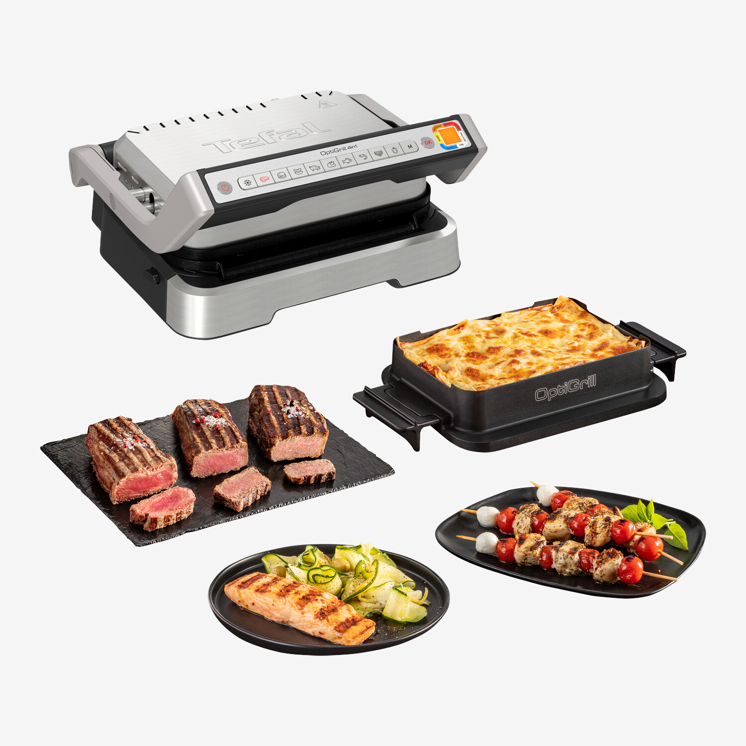 Tefal OptiGrill 4-in-1 GC774D Intelligent Combo Grill, Stainless Steel -  Worldshop