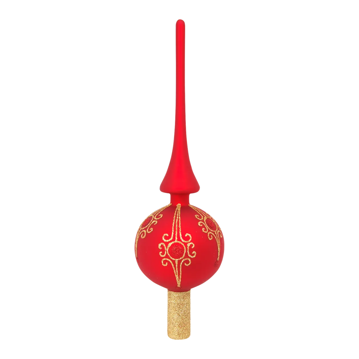 Krebs Glas Lauscha Designer Glass Tree Topper, 28 cm, Matte Red