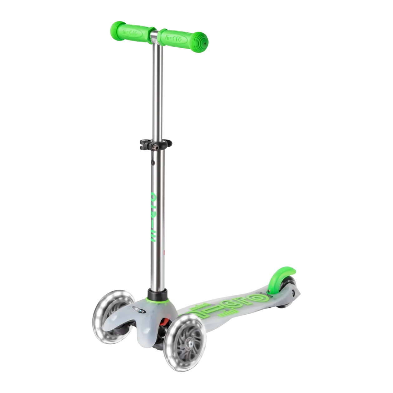 micro Mini Deluxe Flux LED Kinderroller, Neon Green