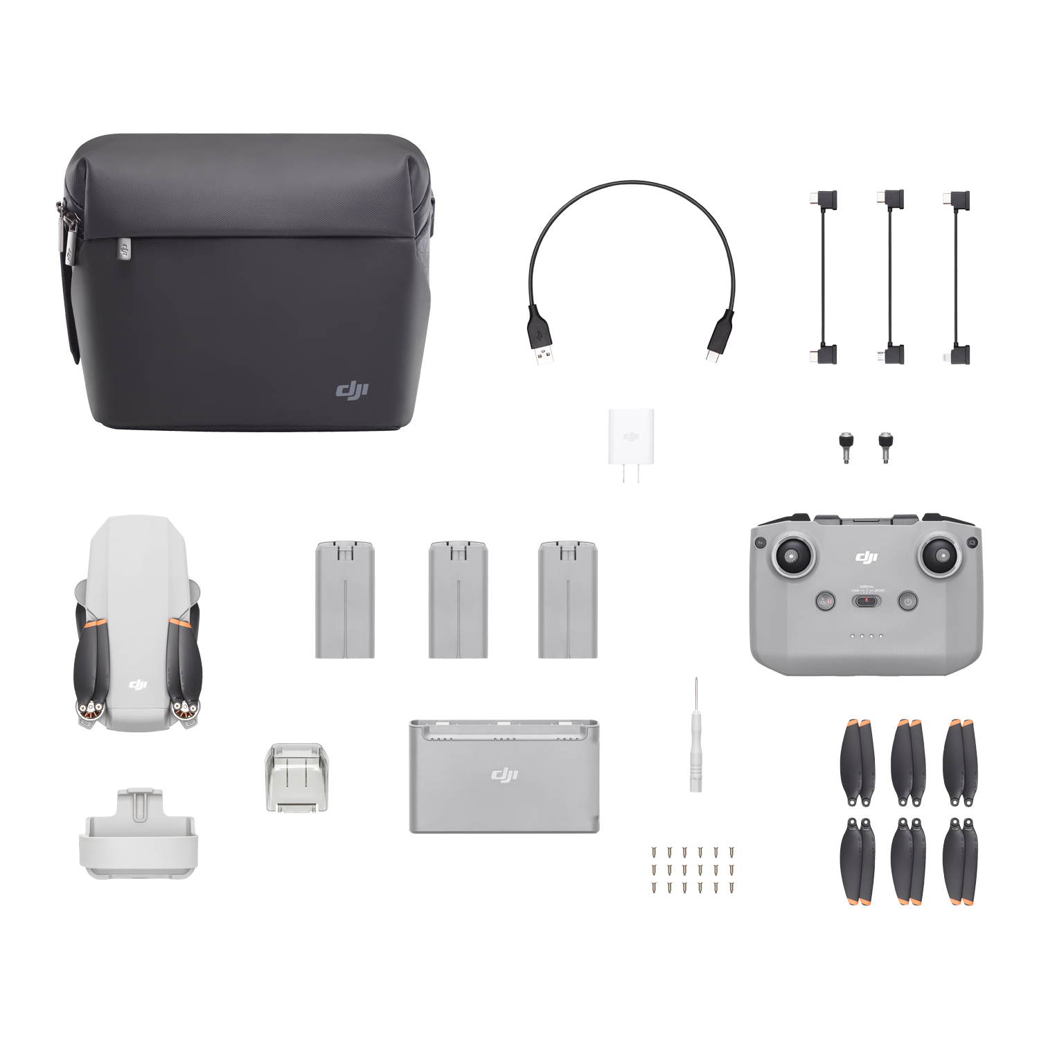 DJI Mini 2 Fly More Combo Drohne, Hellgrau